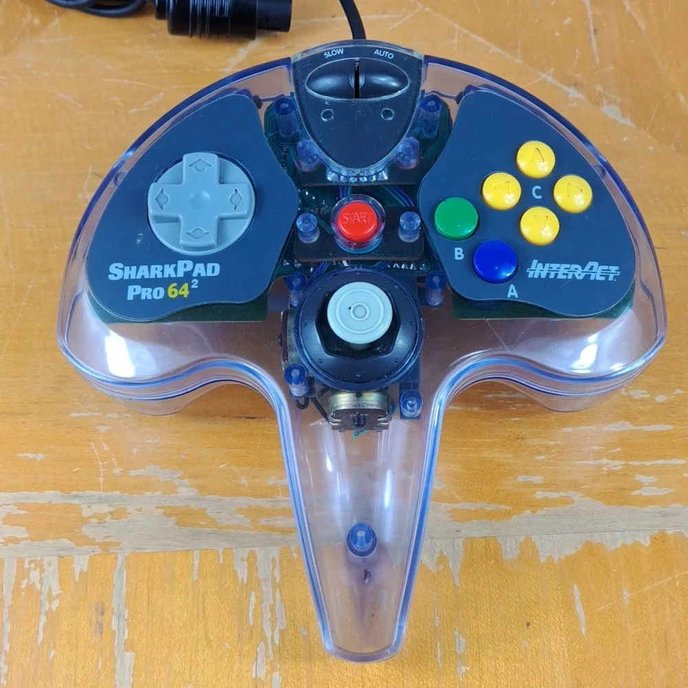 Vintage 1996 Nintendo 64 Black shell console Shark Pad Pro 64 controller tested